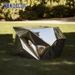 Outdoor park geometric pebble stainless steel sculpture