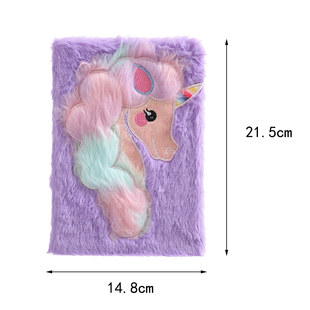 Girls' School Unicorn Plush Notebook Lovely Fluffy Unicorn Design 4 Colors Customized