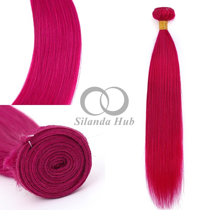 Rose Red Straight Remy Human Hair Bundles Sew In Weave Bundles Brazilian Bundle Deals