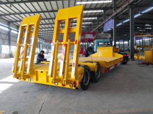 Quality Economic 2 Axles 40 Tons Low Bed Semi Trailer With Heavdy Duty Steel Spring Ramps wholesale