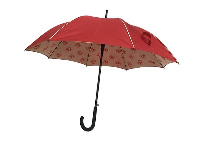 Red Pongee Wind Resistant Golf Umbrella With Inside Full Panel Printing
