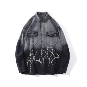 Quality Oversized Mens Denim Jackets OEM Full Sleeves Tie Dye Denim Jacket Jeans wholesale