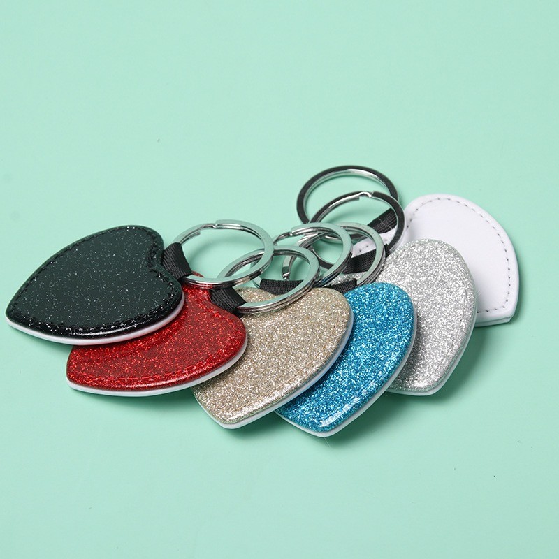 Personalized Sparkle Leather Pendant Key Chain For Sublimation Printing