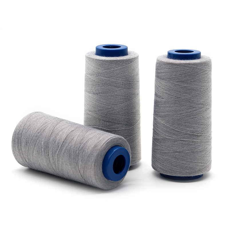 40/2 100% Spun Polyester Cotton Sewing Thread for Touch Screen Silver Conductive Yarn