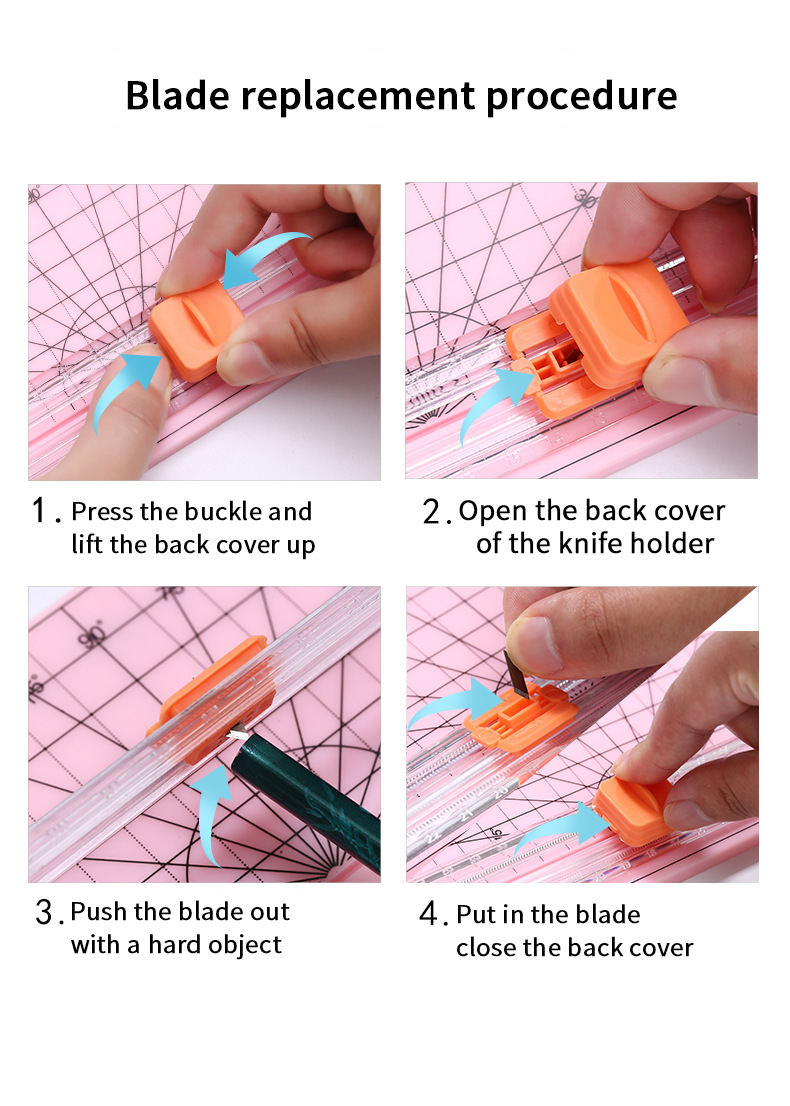 Maximum Cutting Thickness 12 Sheets of 80GSM Paper Mini Manual Paper Cutter for Office