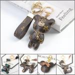OEM Leather Teddy Bear Keychain , 65mm Cute Keychains For Women
