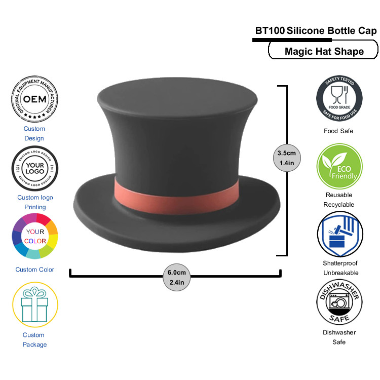 Magic Hat Silicone Wine Stopper And Pourer Sparkling Champagne Soda Bottle Stopper