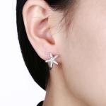 1x1cm 1.32g Sterling Silver Jewelry Earrings 5A Starfish Cubic Zirconia Earring