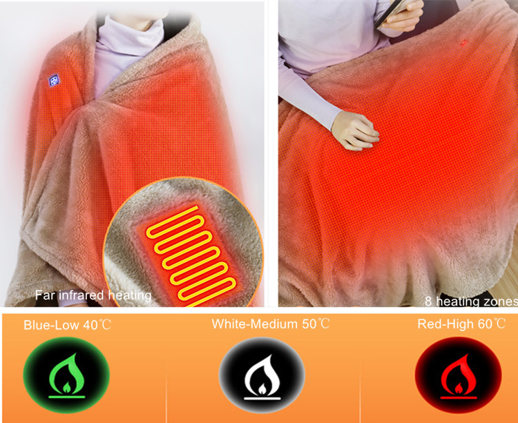 Light Weight Usb Heated Blanket 10W 5V safe Flannel 0.94kg