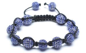 Quality Adjustable Shamballa Bracelet, Blue Rhinestone Ball wholesale