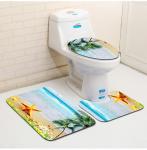 Three Piece Bathroom Mat Toilet Carpet Set 3D Dolphin Printed