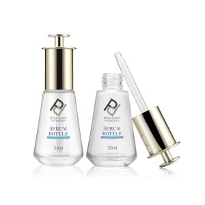 Quality 30ml Glass Serum Press Dropper Bottles Conical Flask Hot Stamping wholesale