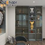 Customized Wooden Clothes Hinge Door Wardrobe with LED Closet Modern Bedroom