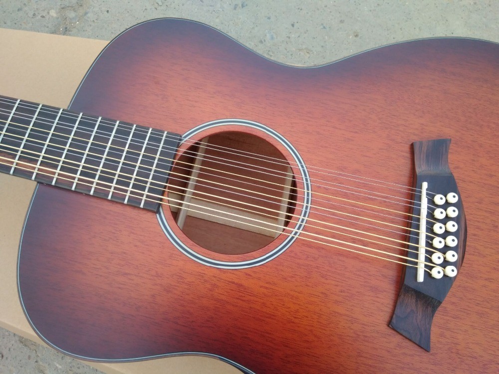 AAAA all Solid 12 strings customize guitara 12 string OM all solid mahogany wood acoustic electric guitar