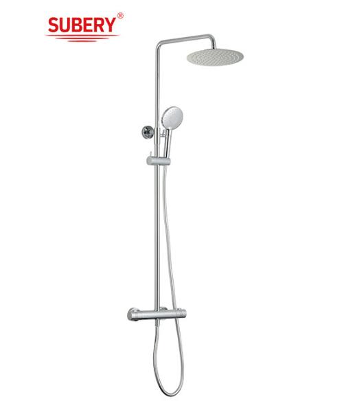 Luxury exposed mounted height adjustable rain shower system set stainless steel