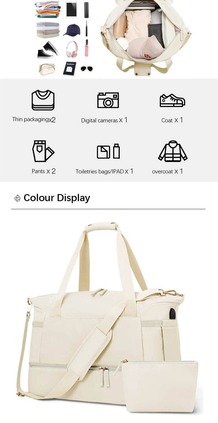 Custom Logo Women Duffel Weekender Bag Sports Tote Bag Foldable Waterproof