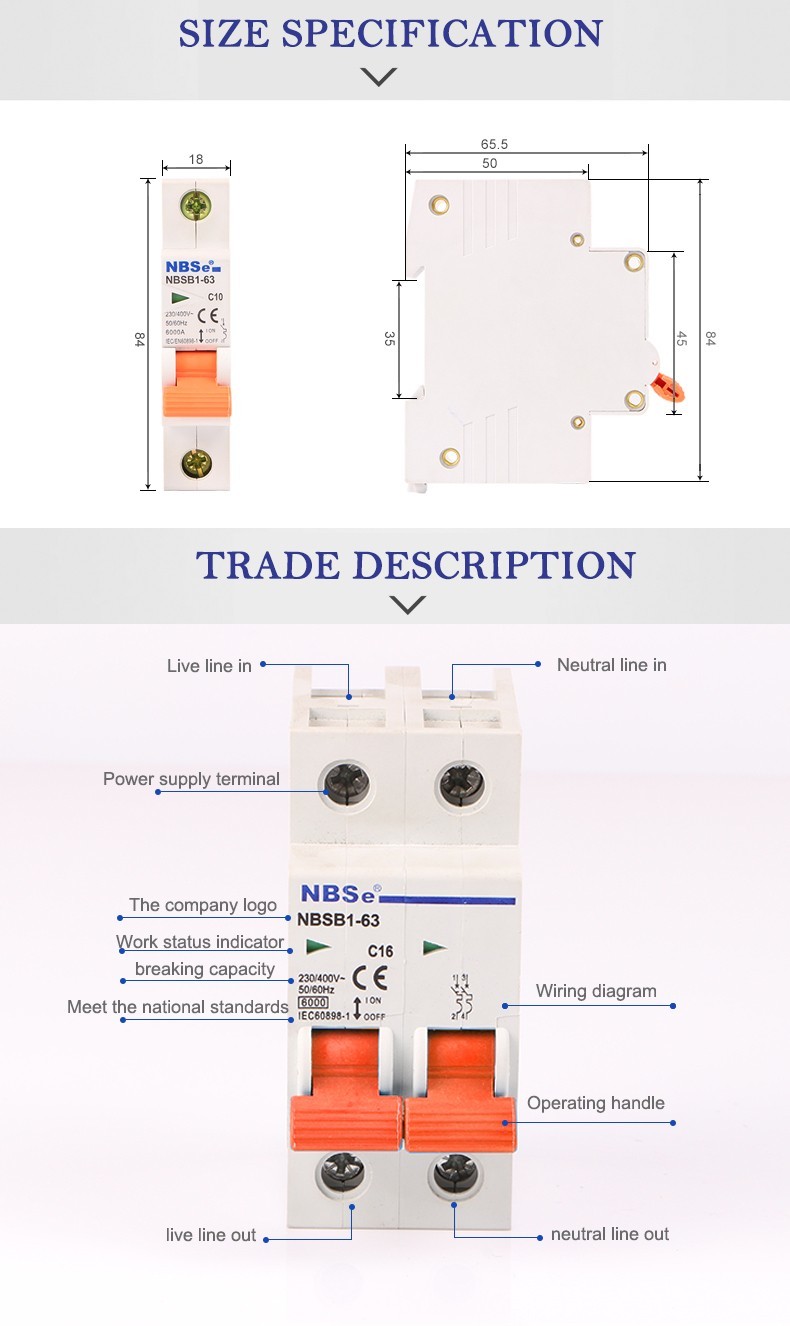 Overload Protection IEC60898 6kA 3 Pole Circuit Breaker