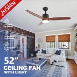 Solid Wood Ceiling Fan With Light 3 Blades Ac Reversible Motor Quite Led Fan