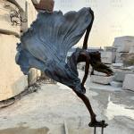 Naked Dancing Girl Life Size Bronze Statue Metal Beautiful Wind Woman Sculpture