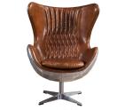 Brown Black Vintage Aviator Leather Egg Chair Adjustable Height