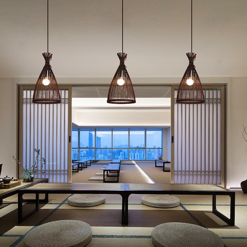 Handmade Bamboo Weaving Pendant lights Art Retro Cafe Bar Lounge Light(WH-WP-42)