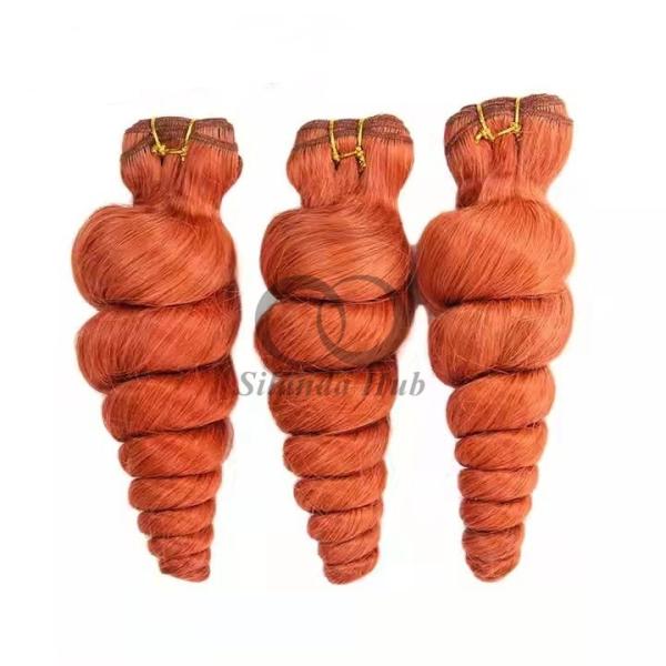 Orange Red Loose Wave Remy Human Hair Bundles Sew In Weave Bundles Brazilian