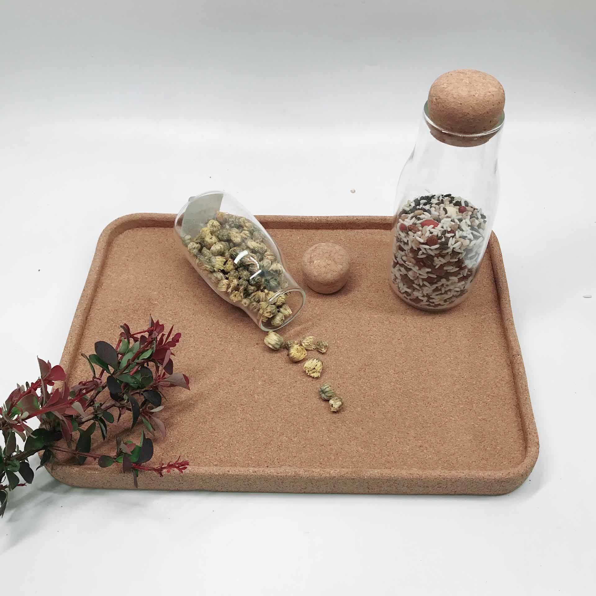 BSCI Rectangular Natural Cork Serving Tray 12''X8''X0.79'' BSCI Heat Resistant