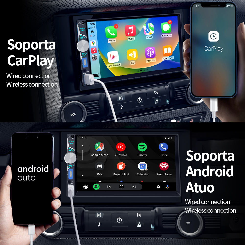 7 Inch Multimedia Car Stereo Car DVD Player MP5 CarPlay Video 2 Din with Mirror Link GPS Navigation
