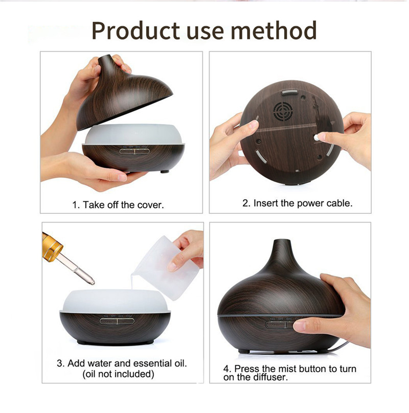HomeFish Wood Grain USB Ultrasonic Aroma Humidifier Mist Output 30ml/H