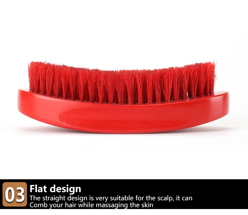 360 Wave Brush Curved Design Red Blue Customise Soft Medium Boar Bristles