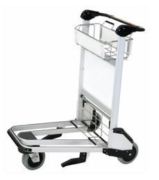 Quality Silver Airport Luggage Trolley Ergonomic Flat Handle With Auto Handle Brake wholesale