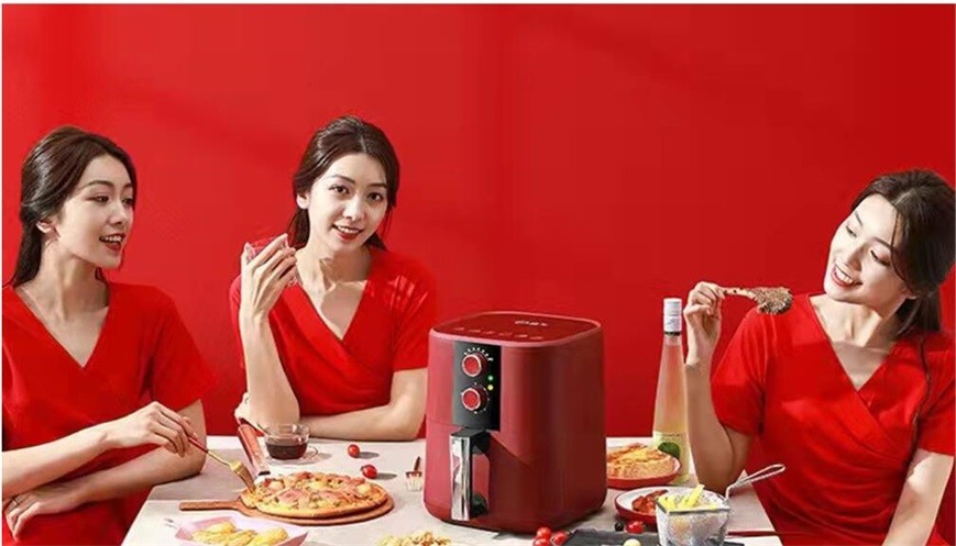 Red Digital Touch Screen Smart 5L Deep Air Fryer With Trivet