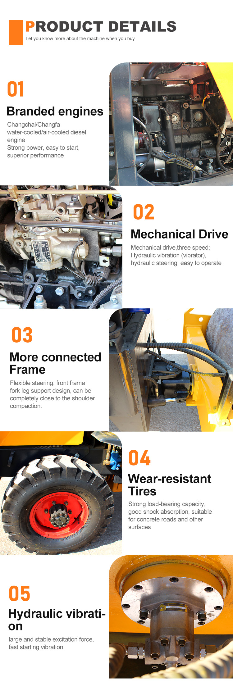 HQ-YL4000 4 Ton Asphalt Road Roller Compactor Machine with 80KN Hydraulic Vibration
