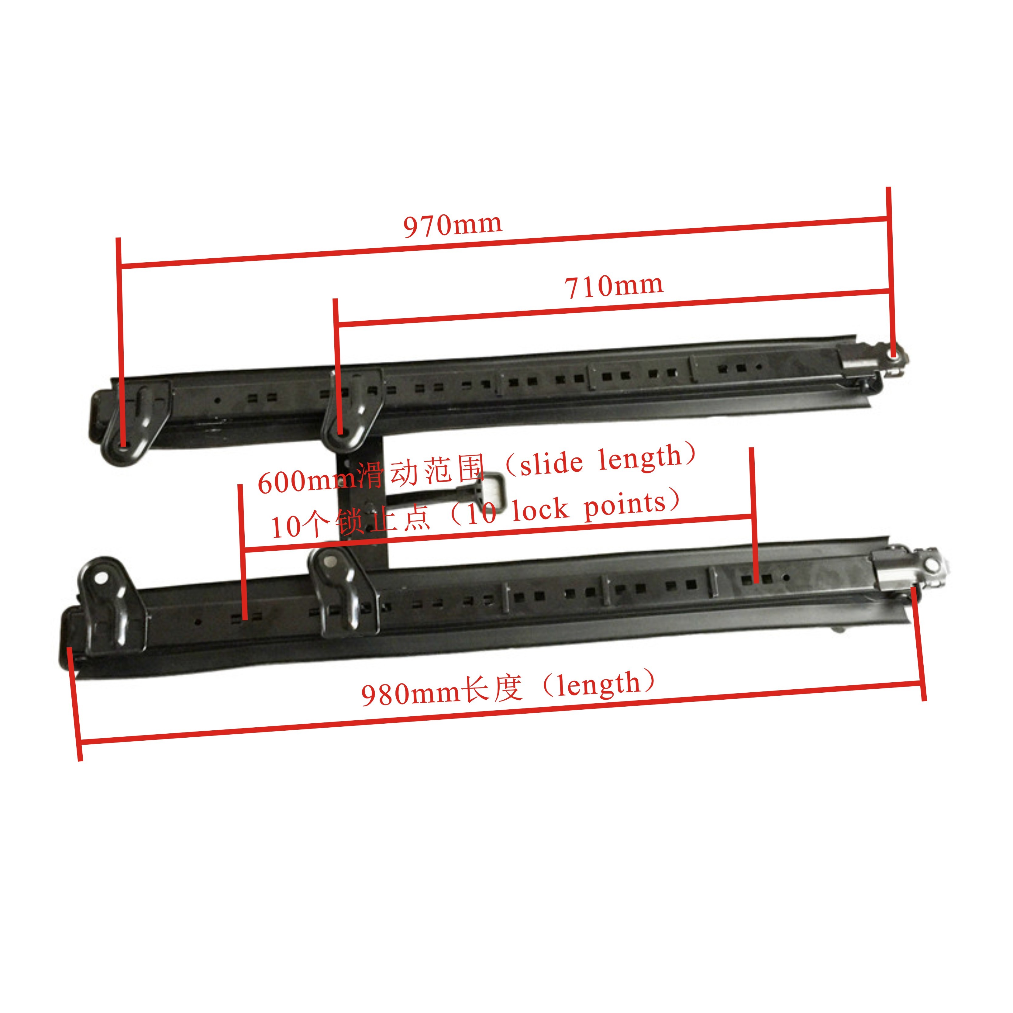MPV Floor Rail double lock seat rail for caravan seating slider with the length of 100cm embeded on the floor