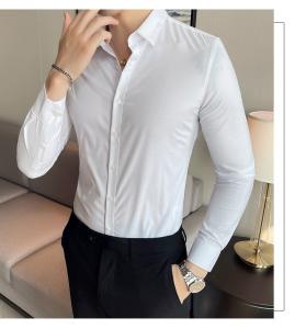 Quality Long Sleeves Formal Slim Fit Shirt Top for Adult Men Sustainable and Solid Color wholesale