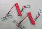 Carabiners red color coiled cable tool lanyard tether short and strong cord made