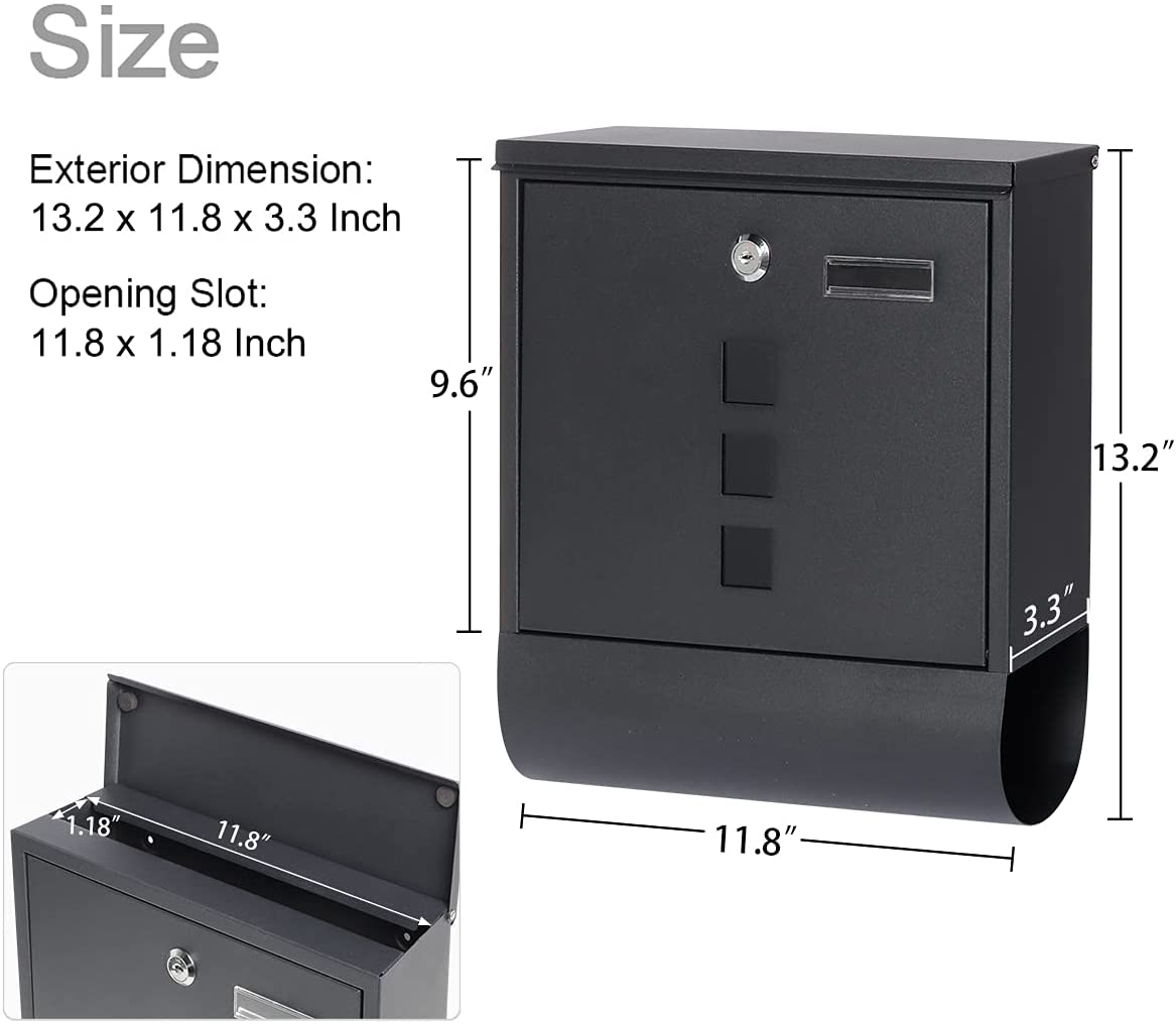 Wall Mounted Locking Mailbox with Electrostatic Powder Coating and Customizable Color