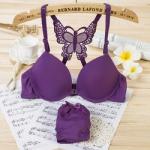 Back Front Closure Custom Underwear Set Women Cross Butterfly Bras Panties Set