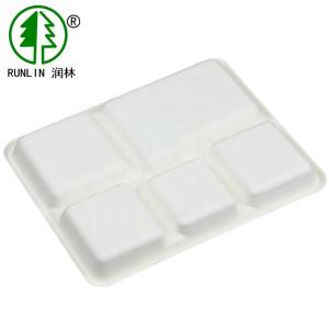 Quality Biodegradable Sugarcane Tableware 5 Compartments Food Packaging Tray wholesale