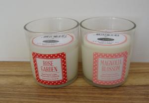 Quality Glass scented decor candle with printed front label and top label wholesale