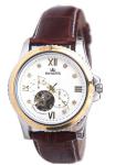 Leather Band Mechanical Automatic Watches With Stainless Steel Case