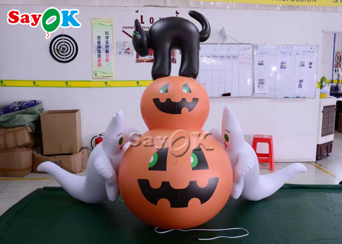 OEM Inflatable Holiday Decorations Halloween Decor Airblown Pumpkin Black Cat With White Ghost