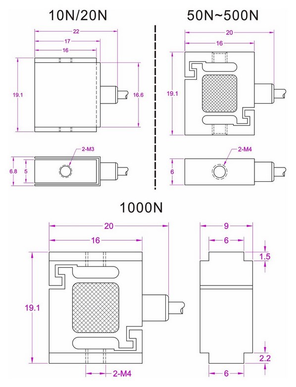 miniature s beam load cell 1kg