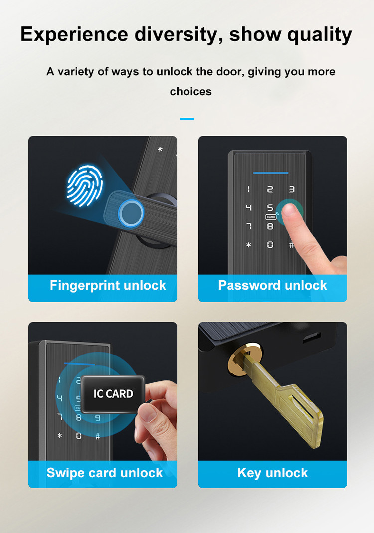 Durable Luxury Fingerprint Handle Door Lock 60mm With Camera