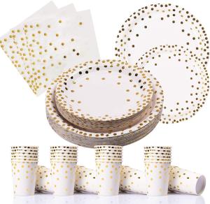 Quality 100 Biodegradable Gold Dot Paper Plates wholesale