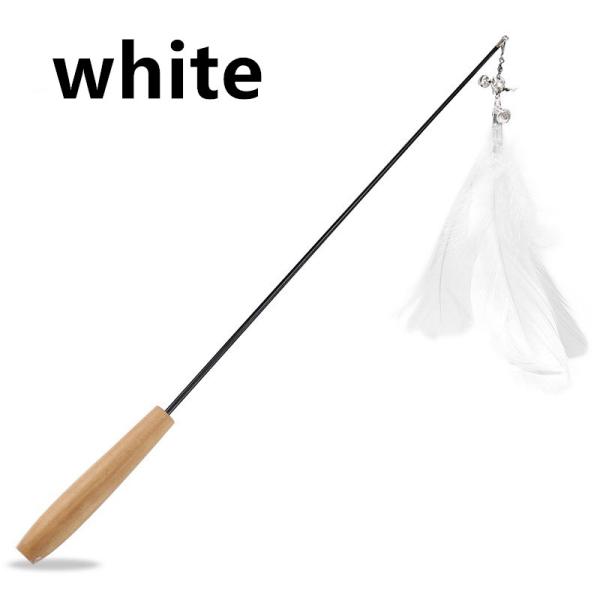 Cheap Retractable Wooden Handle Cat Petting Stick Interactive Pet Supplies Cat Toy Solid Wood Bell Feather Cat Petting Stick for sale