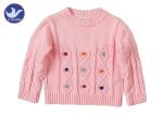 Long Sleeves Girls Cable Knit Jumper Crew Neck Pullover Style Anti - Pilling