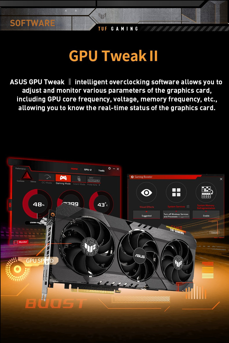 ASUS NVIDIA TUF-RTX3070-O8G-V2-GAMING 256bit GDDR6 Desktop Graphics Card
