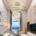 Luxury Staircase Crystal Chandelier Large Modern Rings silver chandeliers(WH-NC