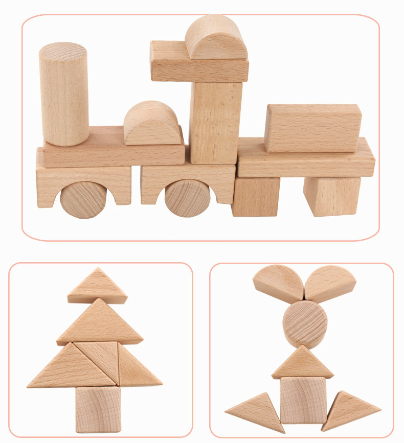 Large 22PCS Jumbo Wooden Building Blocks Classic Castle 17.5cm